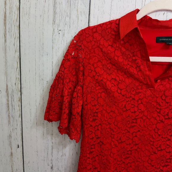 Banana Republic Red Floral Lace Polo Dress - Picture 4 of 11